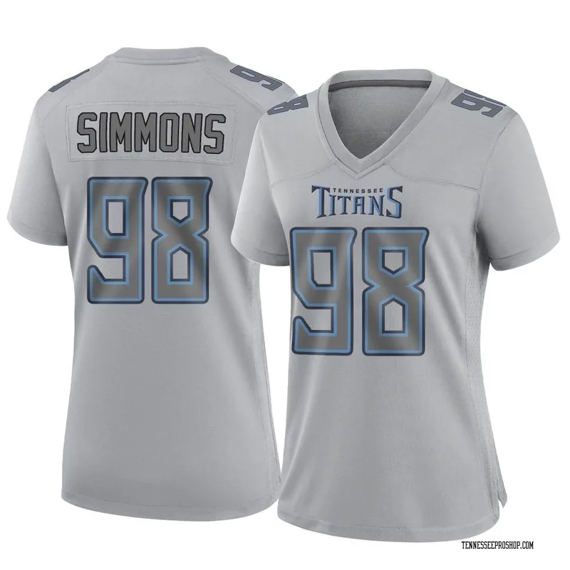 Limited Men's Jeffery Simmons Red Jersey - #98 Football Tennessee Titans  100th Season Inverted Legend Size 40/M