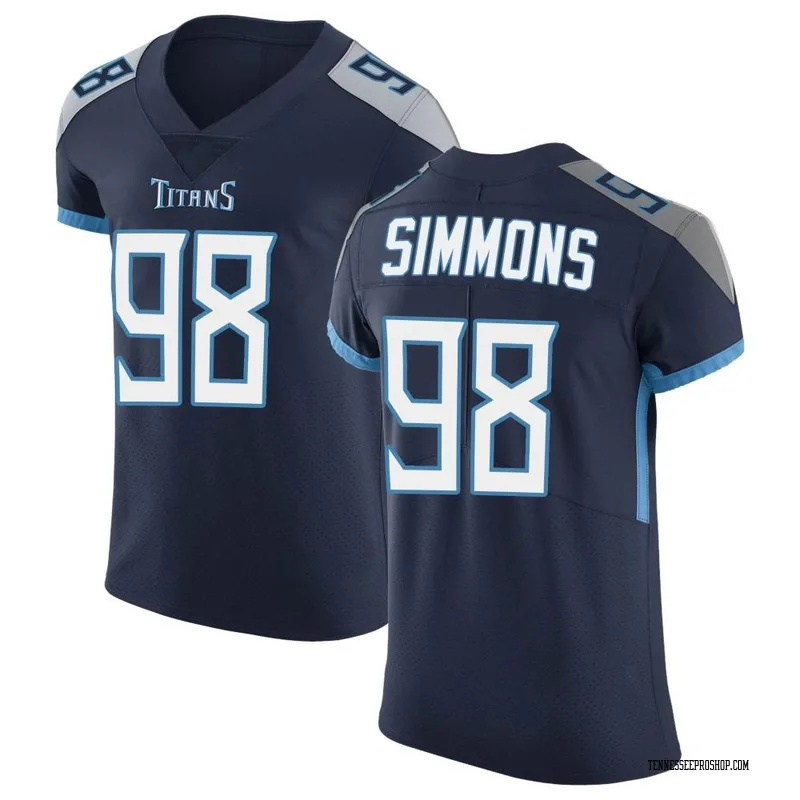 Tennessee Titans Jeffery Simmons Navy 100Th Season Vapor Limited 3D Jersey  in 2023