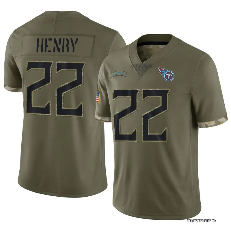 Limited Youth Derrick Henry Black Jersey - #22 Football Tennessee Titans  Salute to Service Therma Long Sleeve Size S(10-12)