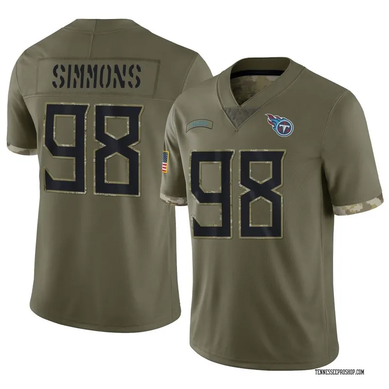 Limited Men's Jeffery Simmons White Road Jersey - #98 Football Tennessee  Titans 100th Season Vapor Untouchable Size 40/M